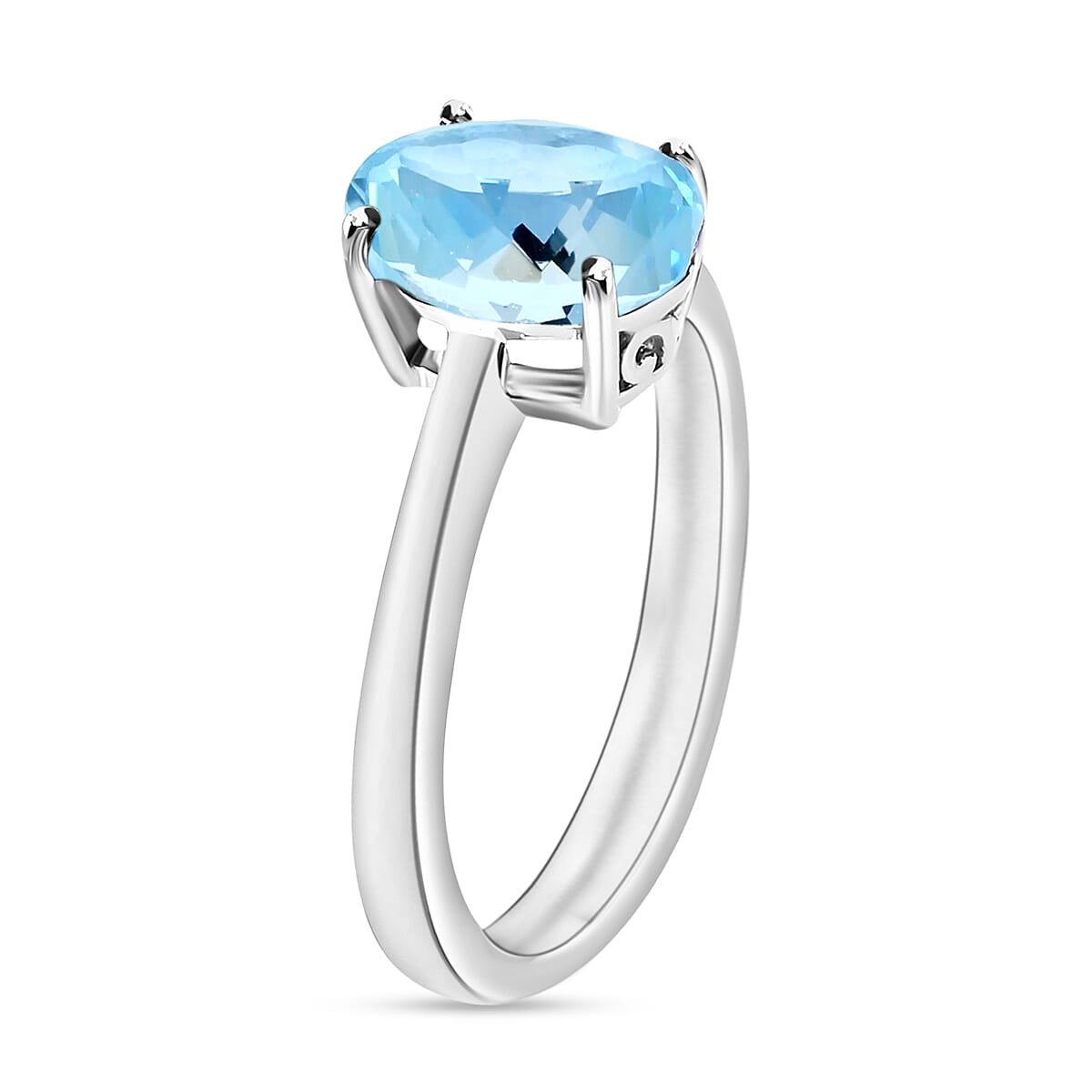 Aquamarine  Solitaire Ring in Sterling Silver