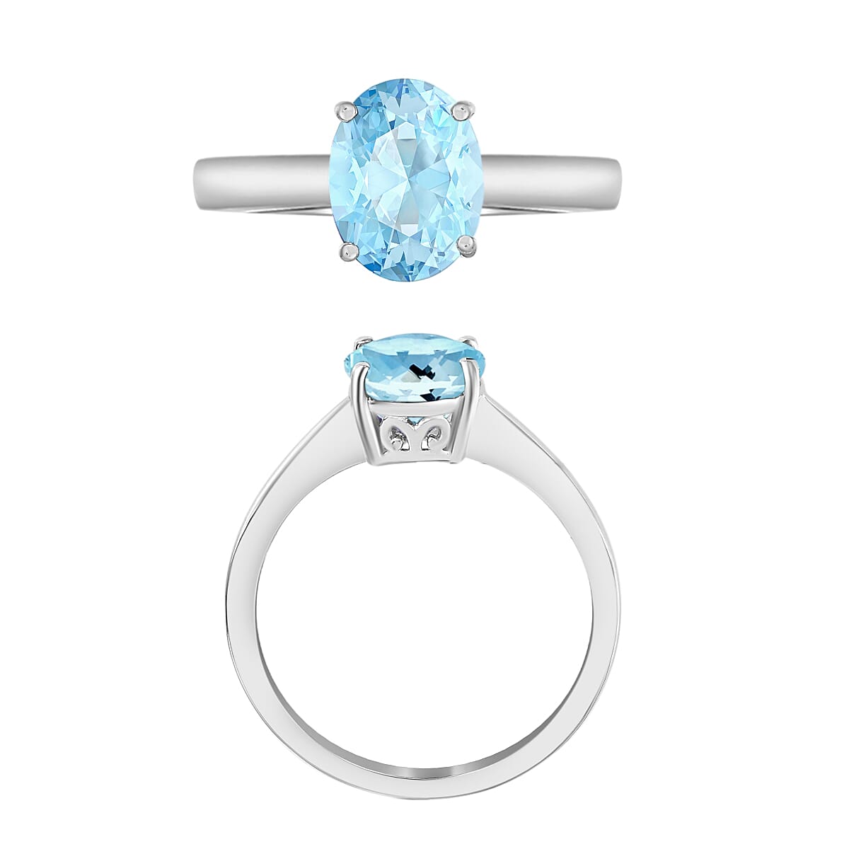 Aquamarine  Solitaire Ring in Sterling Silver
