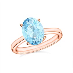 Aquamarine  Solitaire Ring in Sterling Silver