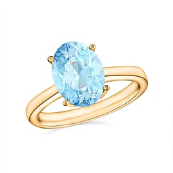 Aquamarine  Solitaire Ring in Sterling Silver