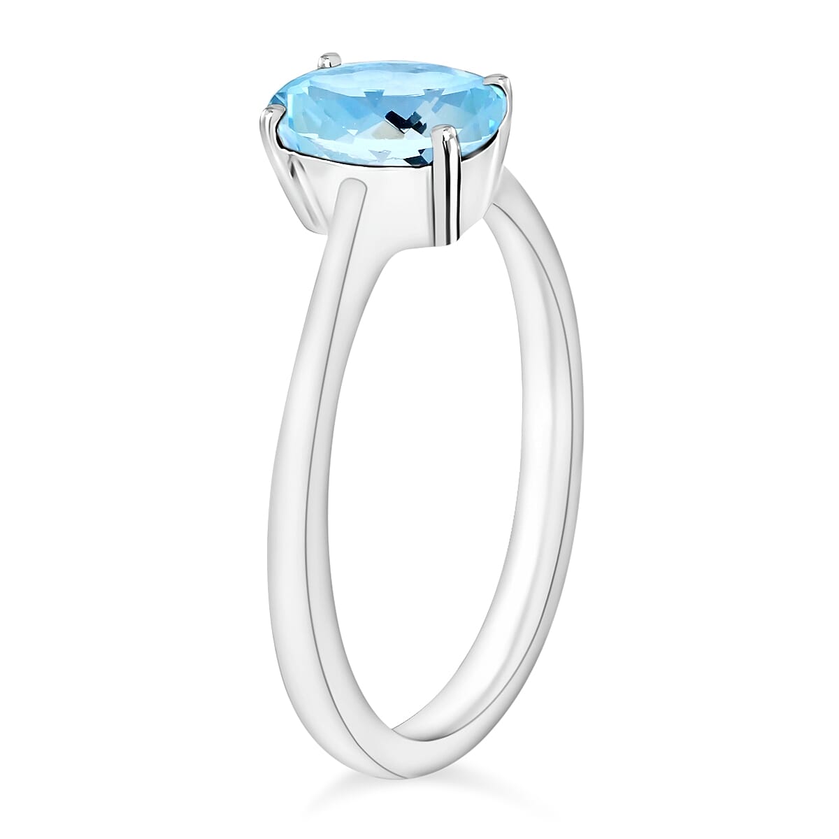 Aquamarine  Ring in Platinum Overlay Sterling Silver 1.30 ct  1.030  Ct.