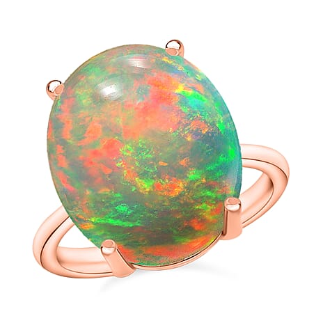 18K Rose Gold AAA Ethiopian Opal Solitaire Ring 8.55 Ct