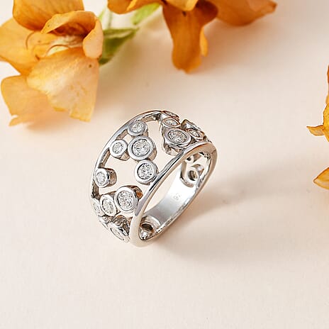 The Exclusive Moissanite Bubble Ring in Platinum Overlay Sterling Silver