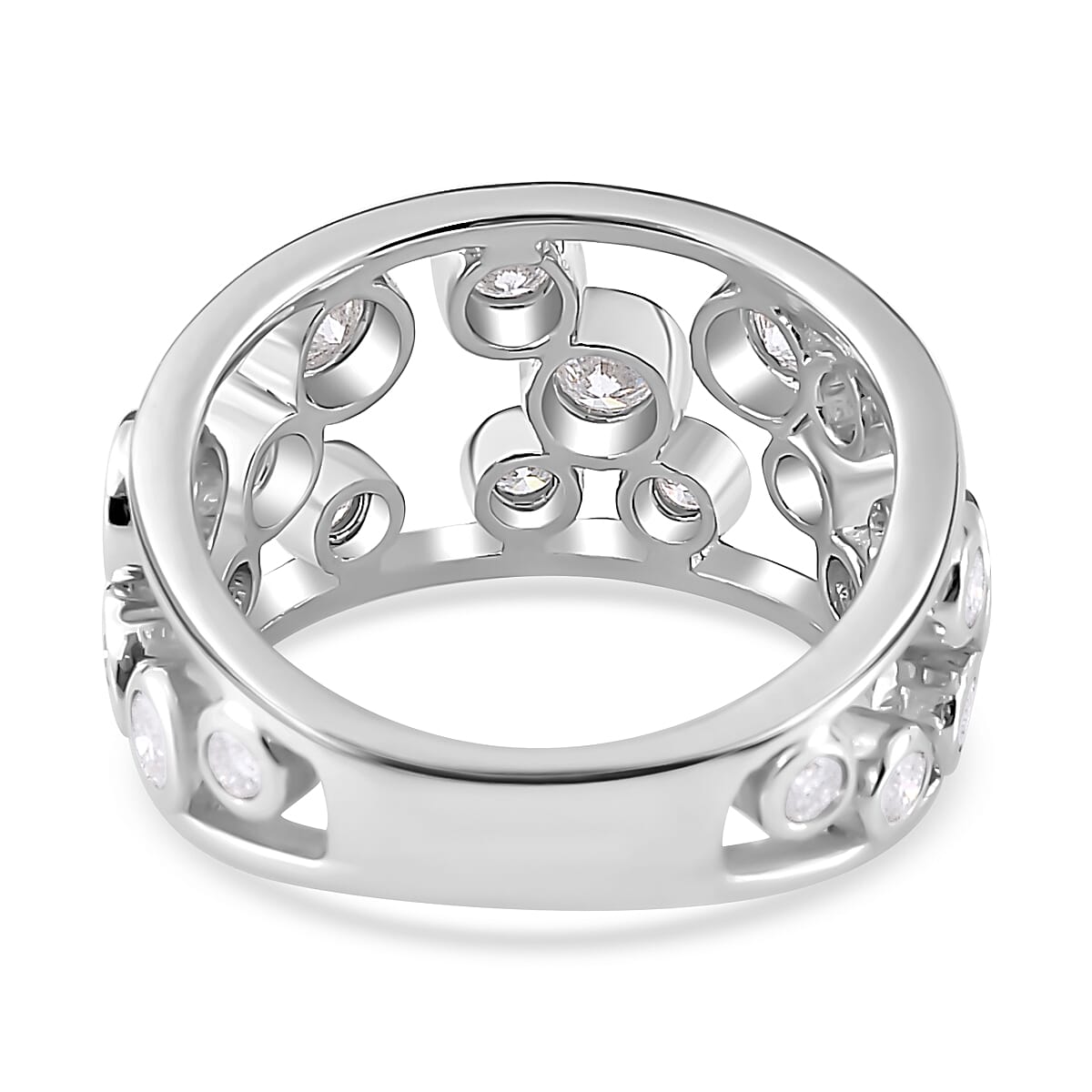The Exclusive Moissanite Bubble Ring in Platinum Overlay Sterling Silver The Exclusive Moissanite Bubble Ring in Platinum Overlay Sterling Silver