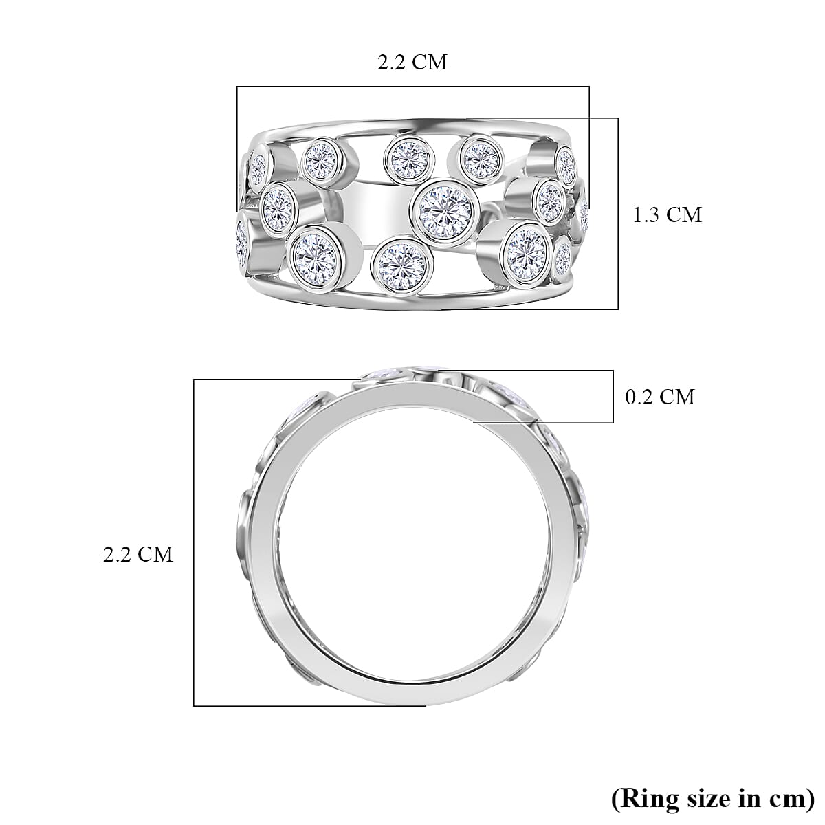 The Exclusive Moissanite Bubble Ring in Platinum Overlay Sterling Silver The Exclusive Moissanite Bubble Ring in Platinum Overlay Sterling Silver