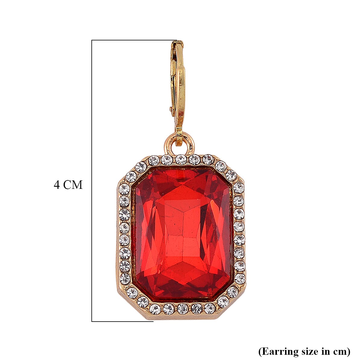 Red Glass and White Crystal Earring