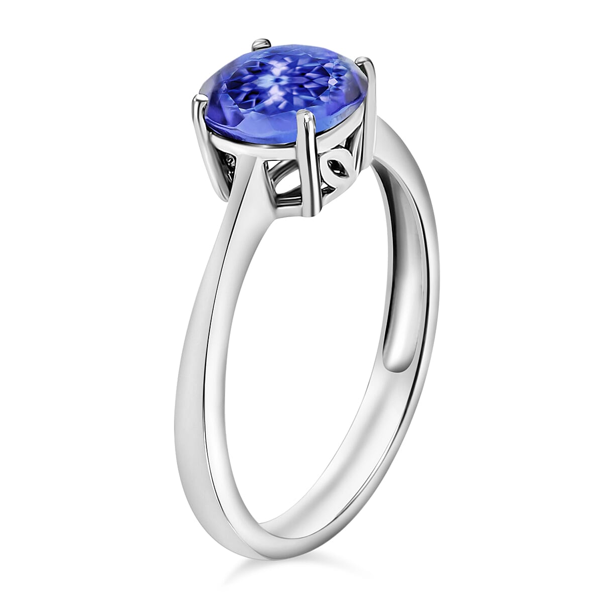 Tanzanite  Ring in Platinum Overlay Sterling Silver 1.45 ct  1.450  Ct.
