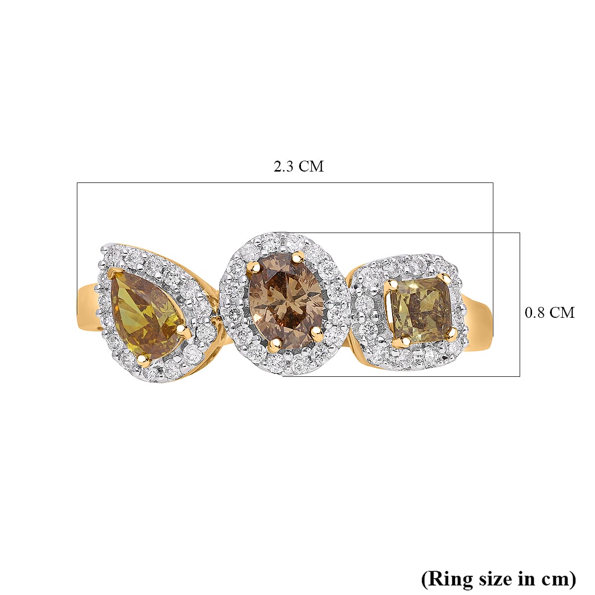 NY Closeout - 14K Yellow Gold - The Shades of Argyle (Champagne Diamond, Natural Yellow Diamond, White Diamond) Ring  (I1-I2) Clarity 1.37 Ct.