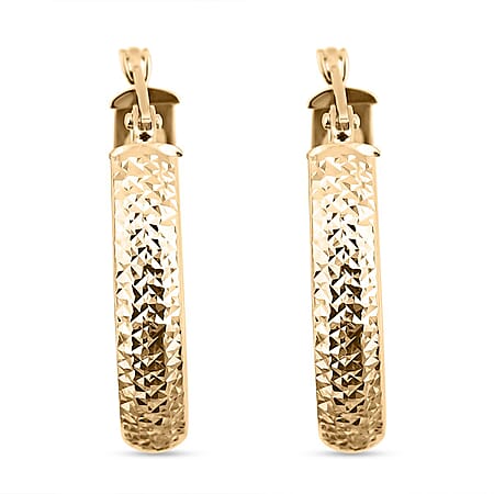 One Time Deal- 9K Yellow Gold Diamond Cut Hoop Earrings