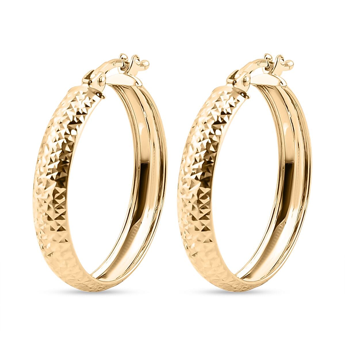 Royal Bali Collection - 9K Yellow Gold Diamond Cut Hoop Earrings