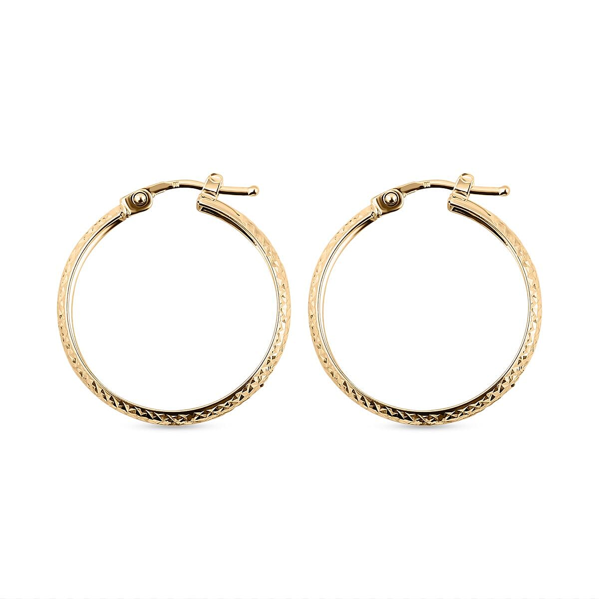Royal Bali Collection - 9K Yellow Gold Diamond Cut Hoop Earrings