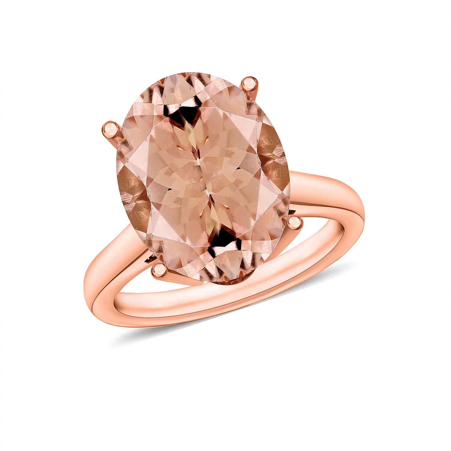 18K Rose Gold  AAA   Morganite  Solitaire Ring 4.40 ct,  Gold Wt. 5.5 Gms  4.400  Ct.