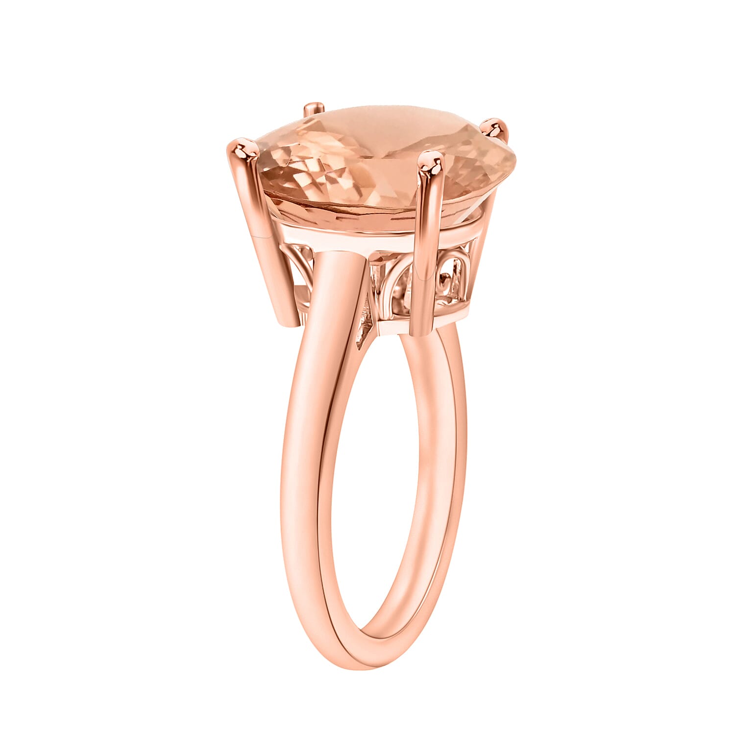 18K Rose Gold  AAA   Morganite  Solitaire Ring 4.40 ct,  Gold Wt. 5.5 Gms  4.400  Ct.