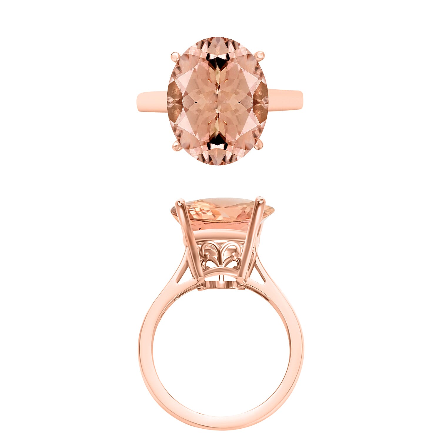 18K Rose Gold  AAA   Morganite  Solitaire Ring 4.40 ct,  Gold Wt. 5.5 Gms  4.400  Ct.