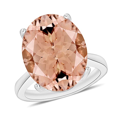 RHAPSODY 18K White Gold AAAA Morganite Solitaire Ring 8.10 Ct, Gold Wt. 5.15 Gms.