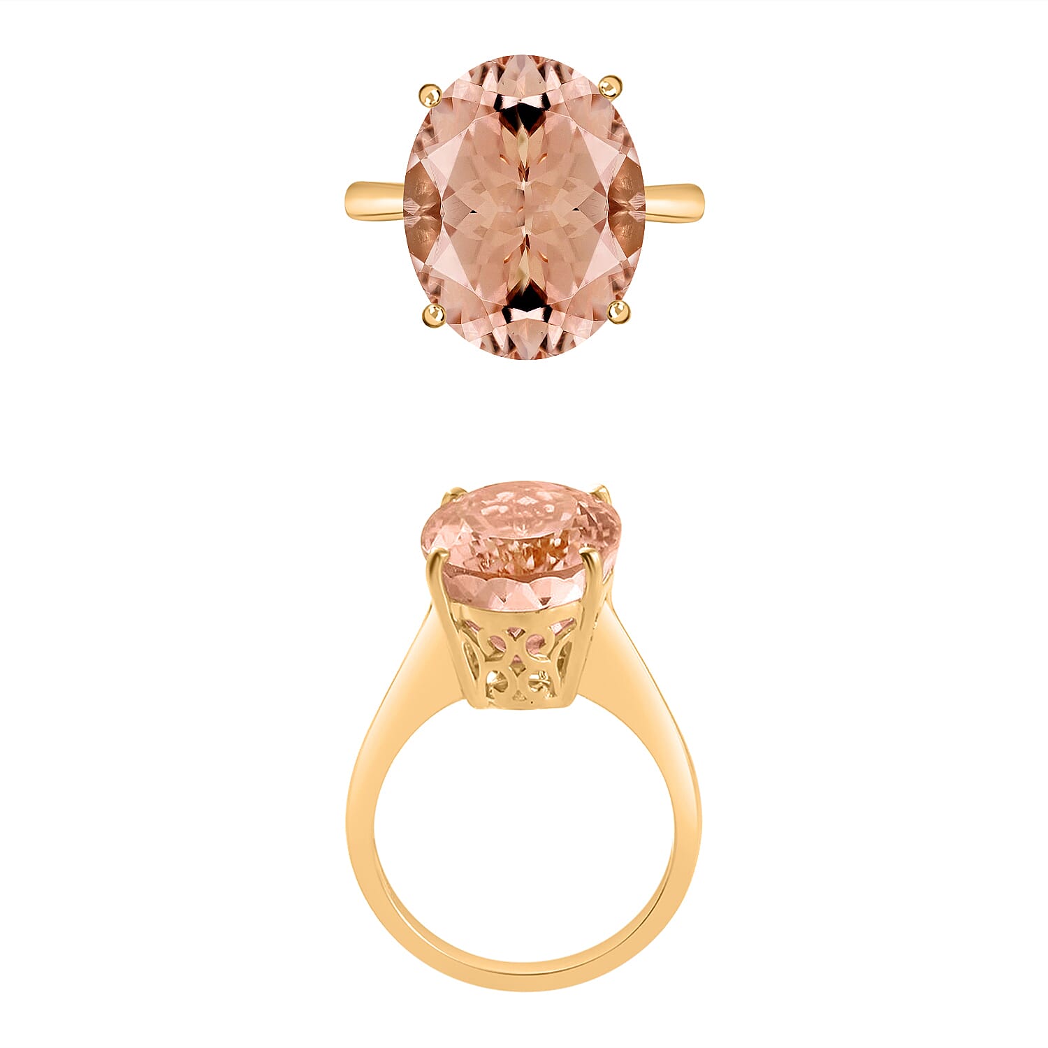 18K Yellow Gold  AAA   Morganite  Ring 7.00 ct,  Gold Wt. 5.5 Gms  7.000  Ct.