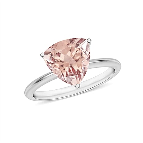 Morganite Solitaire Ring in Platinum Overlay Sterling Silver 1.30 Ct.