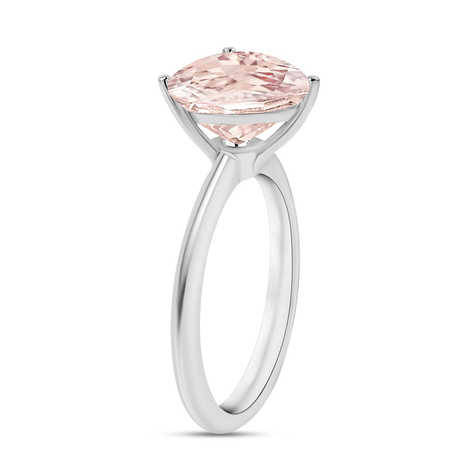 Morganite Solitaire Ring in Platinum Overlay Sterling Silver 1.16 Ct.
