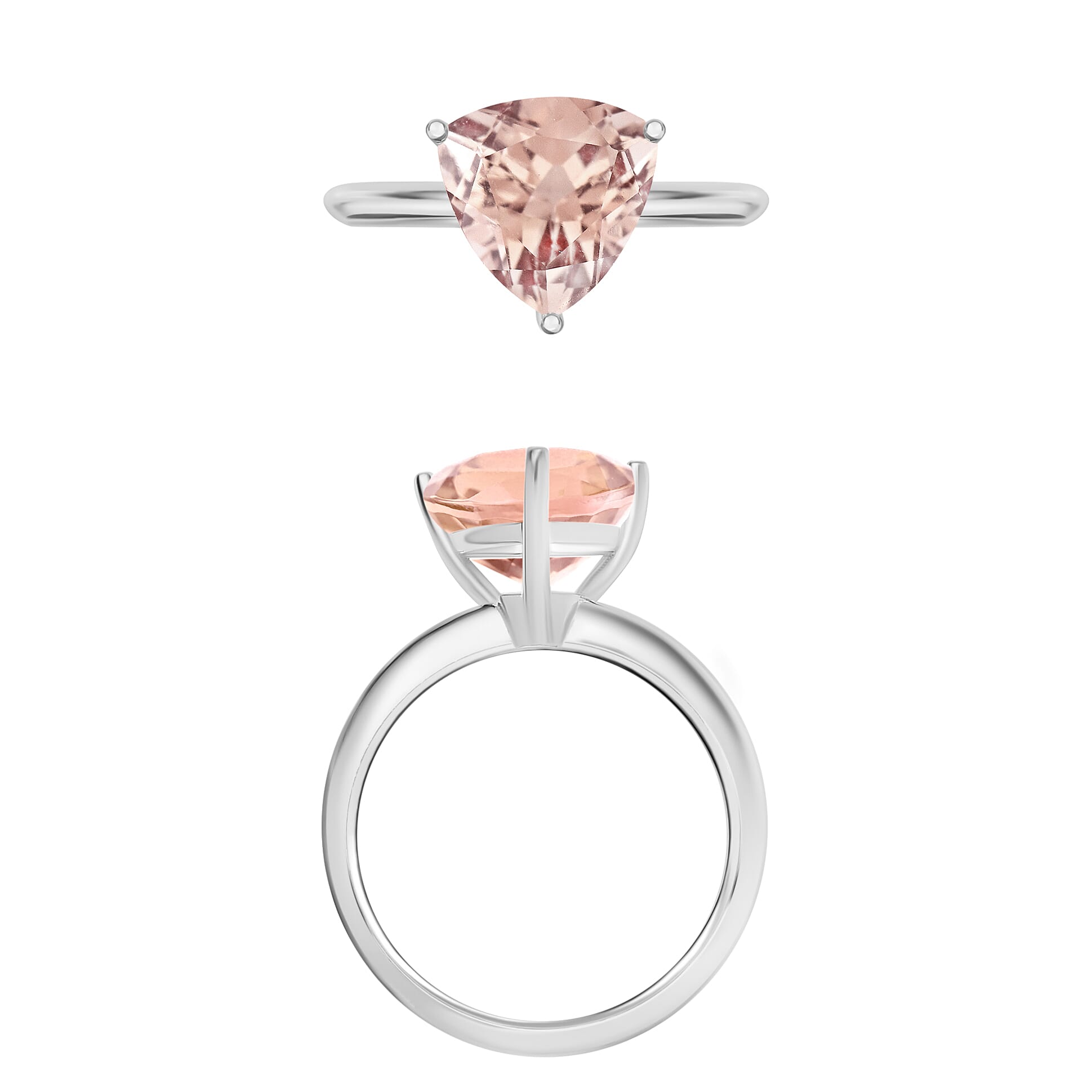 Morganite Solitaire Ring in Platinum Overlay Sterling Silver 1.16 Ct.