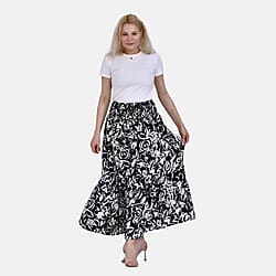 TAMSY Elastic Waist Summer Floral Print Maxi Skirt