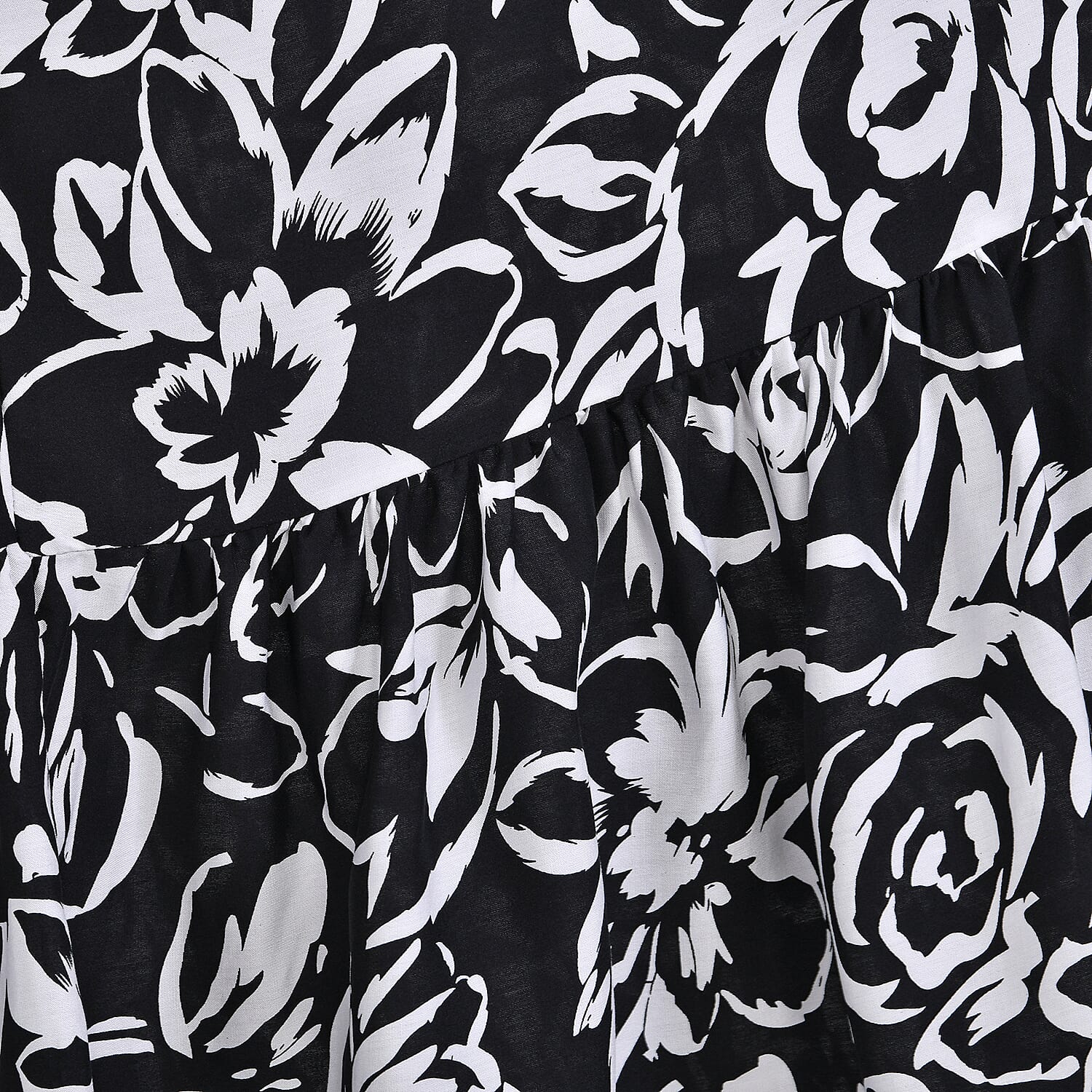 TAMSY 100% Viscose Elastic Waist Summer Floral Print Maxi Skirt (One Size) - Black