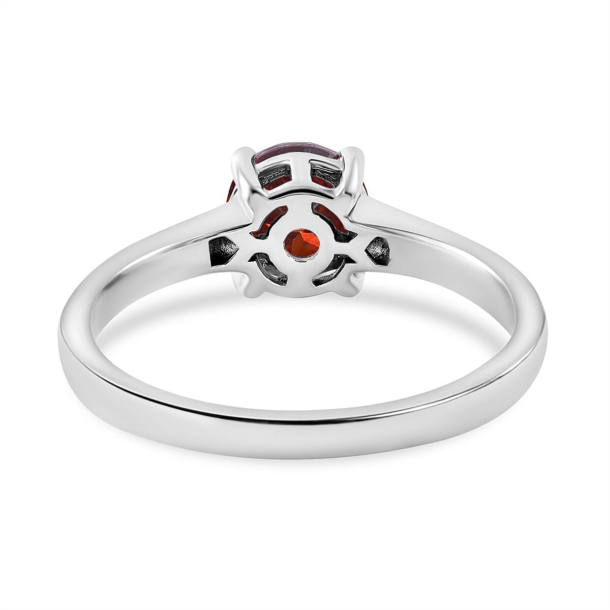 Luxury Red Moissanite Solitaire Ring in Rhodium Overlay Sterling Silver