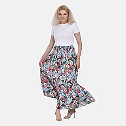 TAMSY Elastic Waist Summer Floral Print Maxi Skirt