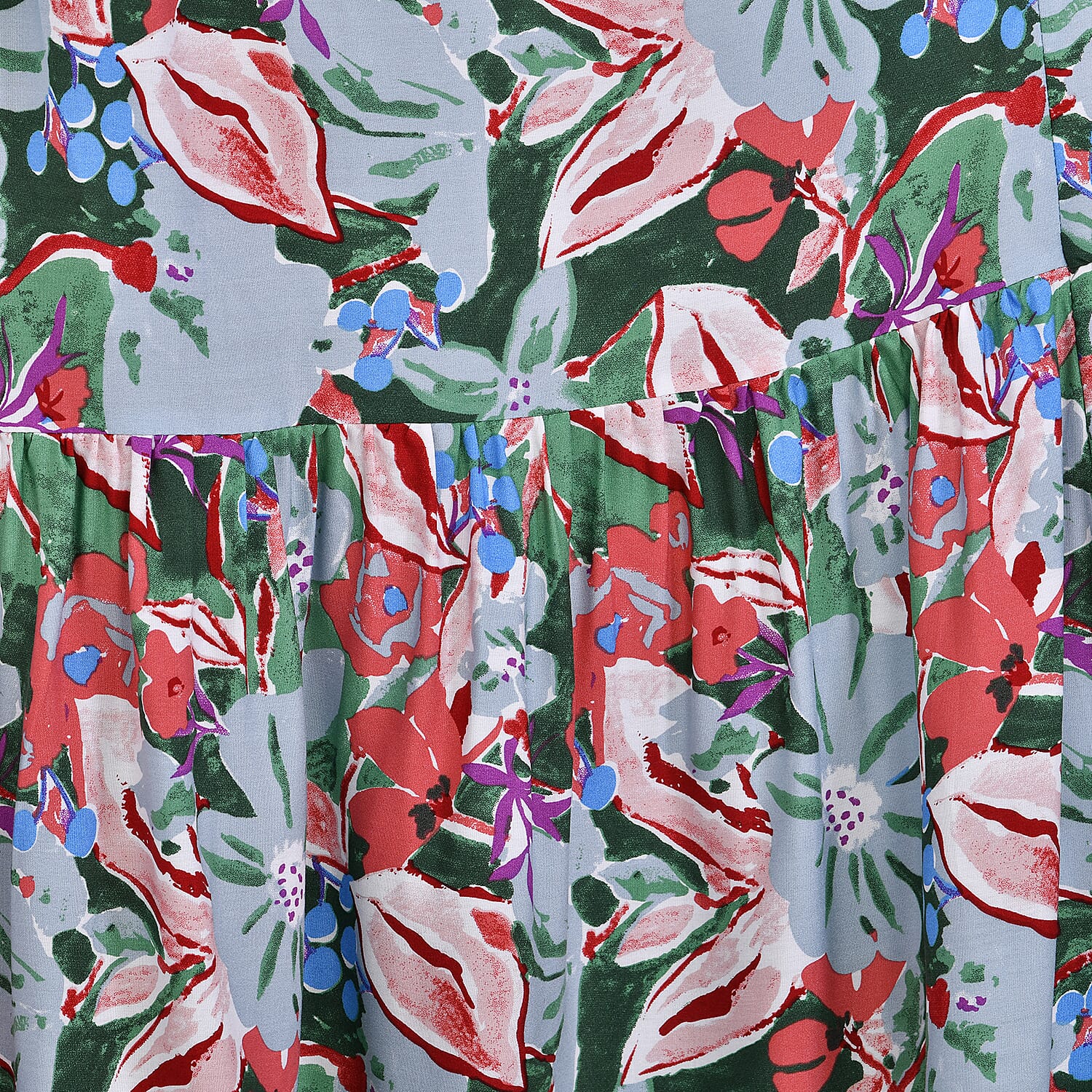 TAMSY 100% Viscose Elastic Waist Summer Floral Print Maxi Skirt (One Size) - Green