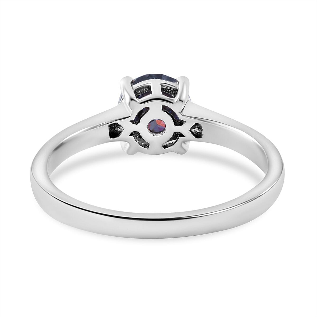 Celestial Blue Moissanite Solitaire Ring in Rhodium Overlay Sterling Silver 1 Ct.