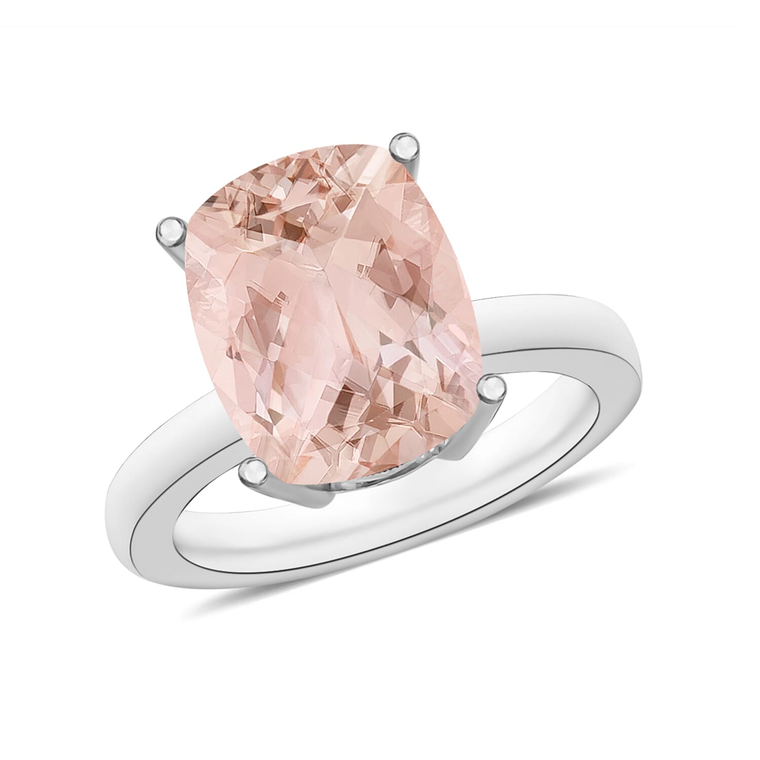 Morganite  Solitaire Ring in Platinum Overlay Sterling Silver 2.84 ct  2.840  Ct.