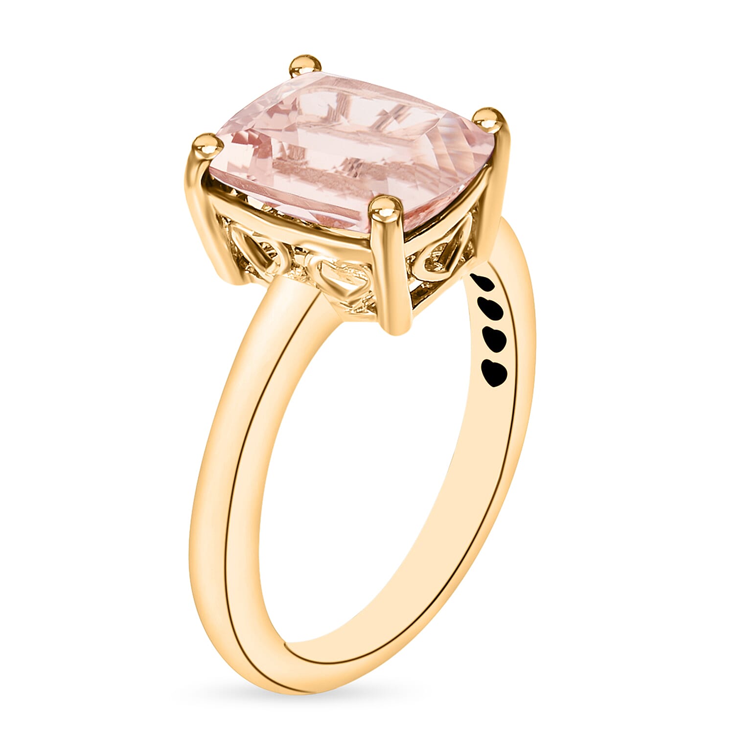 Morganite  Solitaire Ring in Vermeil YG Sterling Silver 2.84 ct  2.840  Ct.