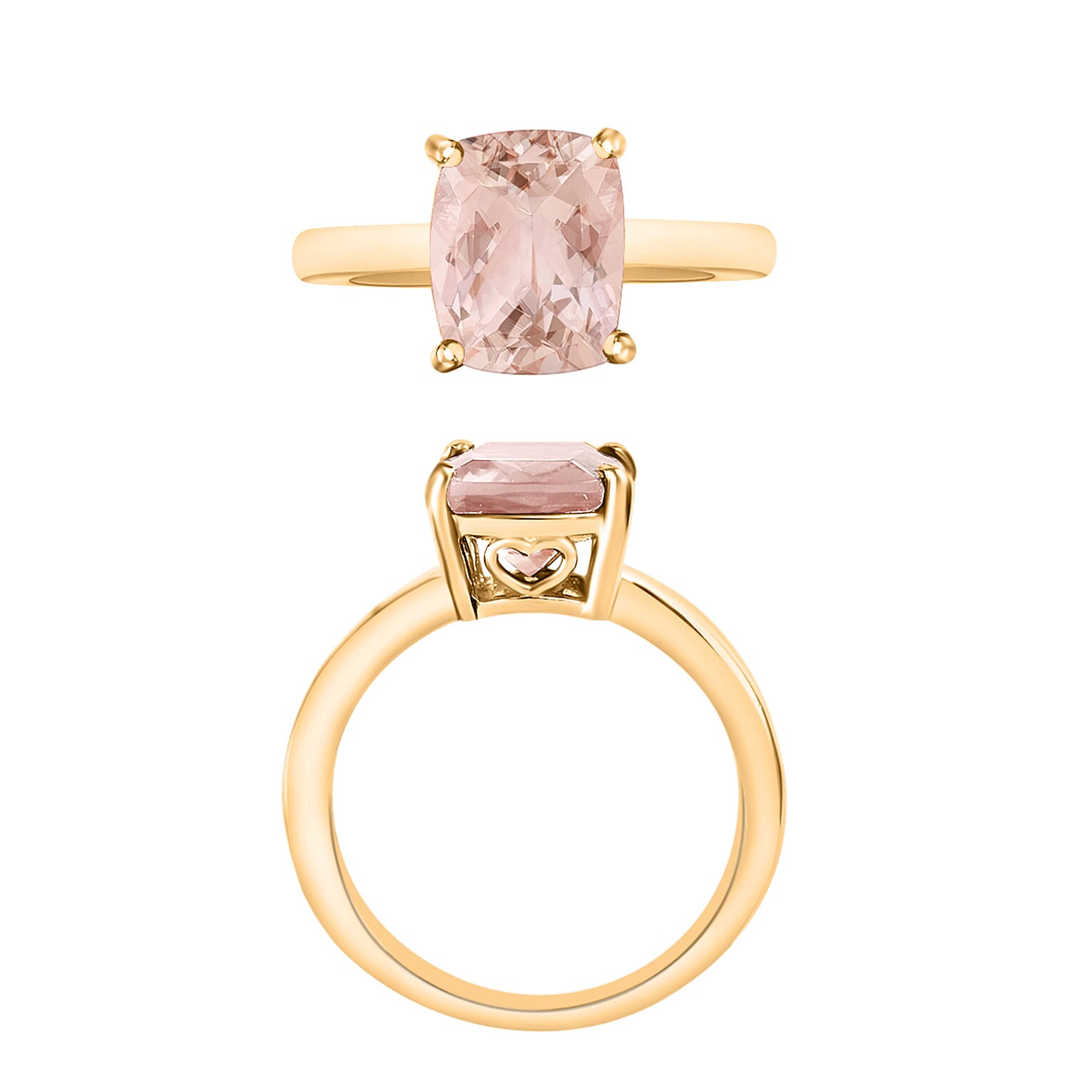 Morganite  Solitaire Ring in Vermeil YG Sterling Silver 2.84 ct  2.840  Ct.