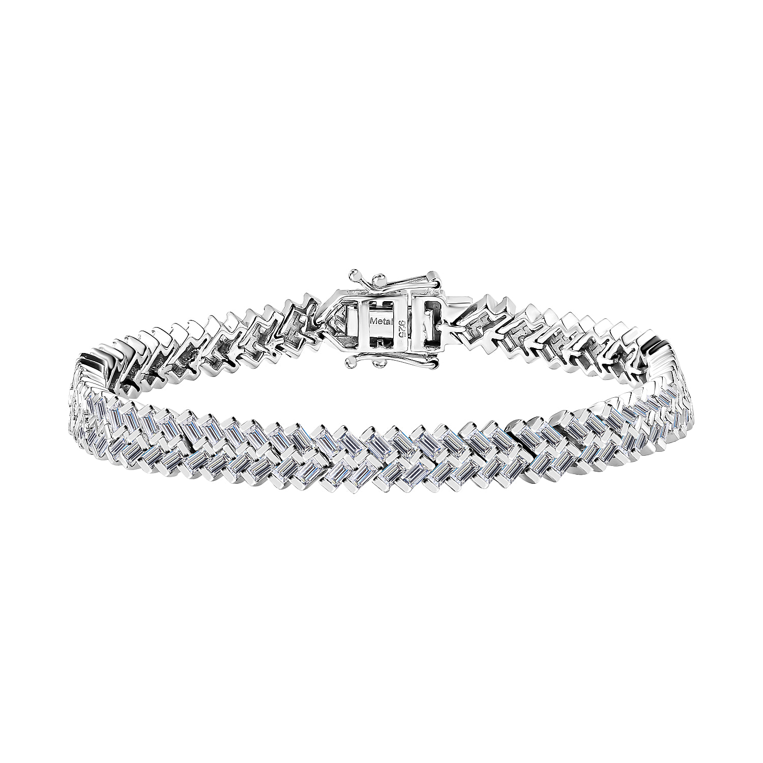 First Time Ever - Moissanite Legacy Tennis Bracelet (Size - 7.5) in Platinum Overlay Sterling Silver 7.65 Ct, Silver Wt. 21.28 GM