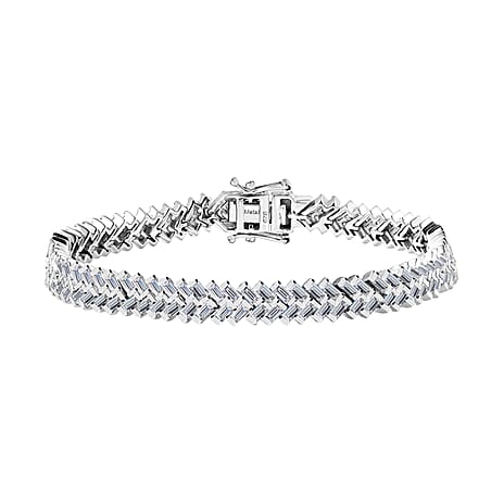 Moissanite Legacy Tennis Bracelet (Size - 7.5) in Platinum Overlay Sterling Silver 7.65 Ct, Silver Wt. 21.28 GM