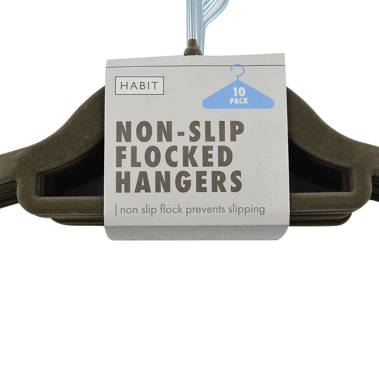 Flocked Non-Slip Hangers (10 Pieces) - Grey