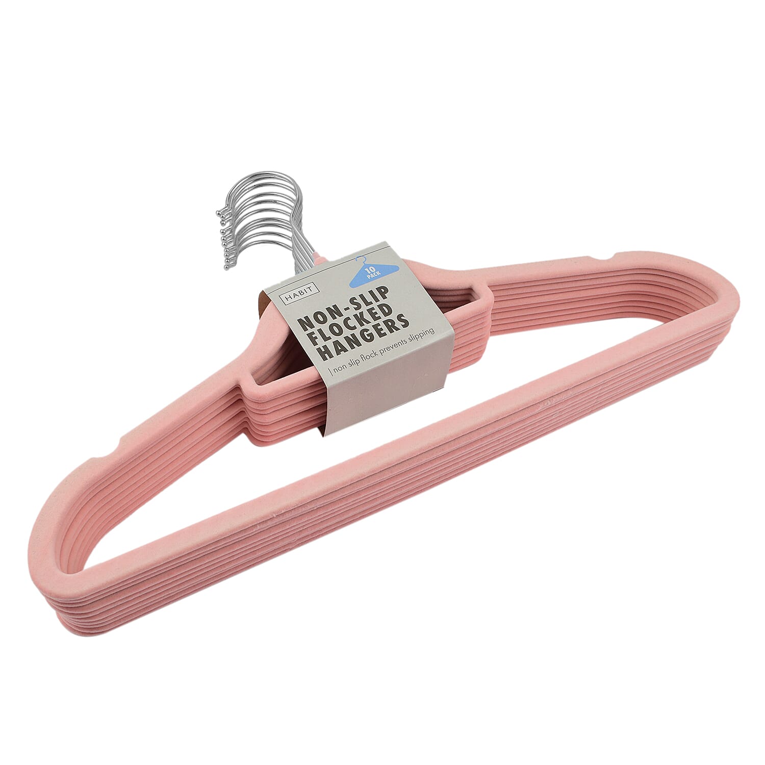 Flocked Non-Slip Hangers (10 Pieces) - Pink