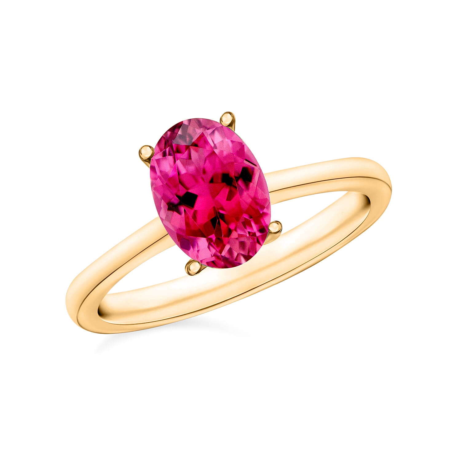 Rubellite Ring in Vermeil Yellow Gold Sterling Silver 1.30 Ct