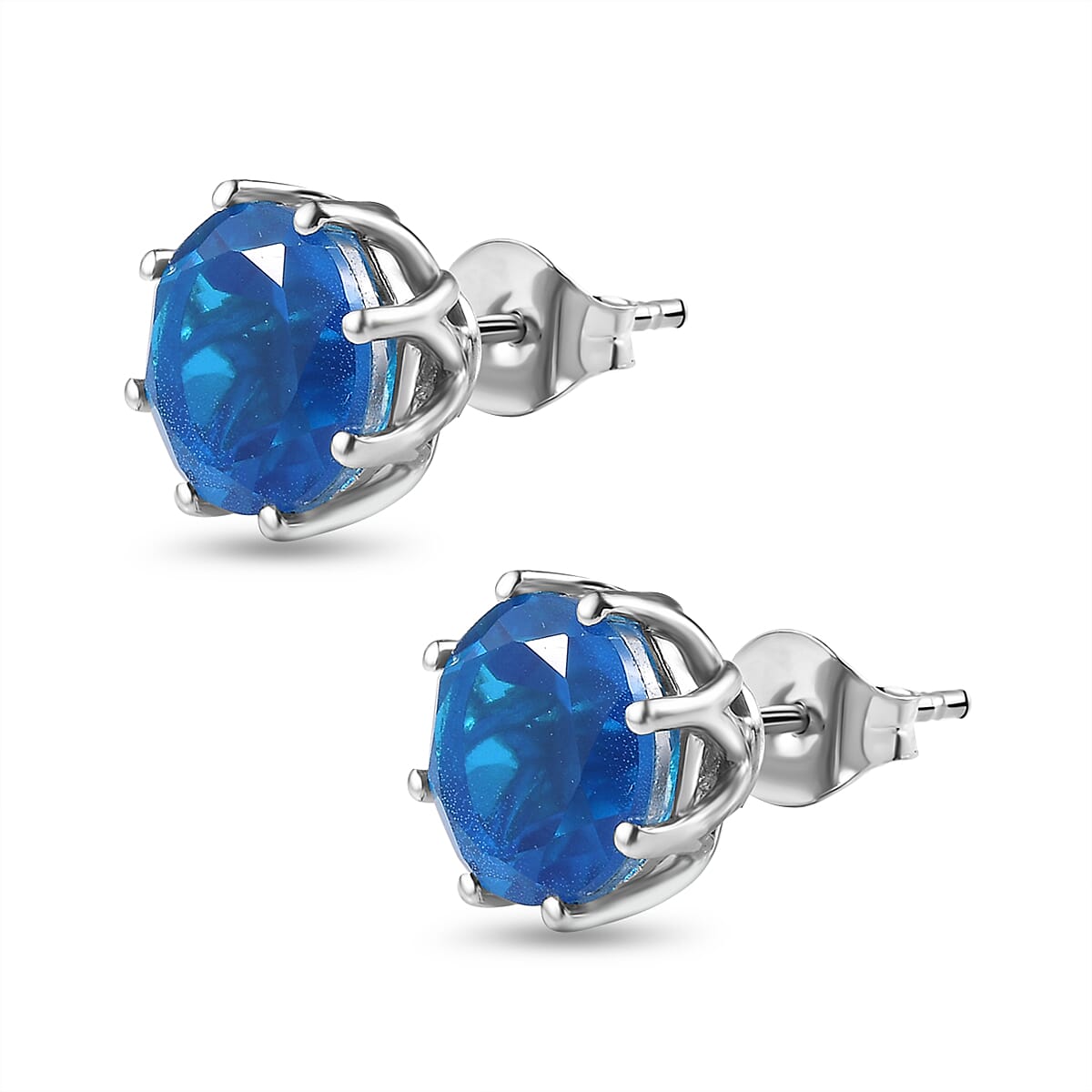 Carribean Quartz Solitaire Stud Earrings in Platinum Overlay Sterling Silver 10.52 Ct