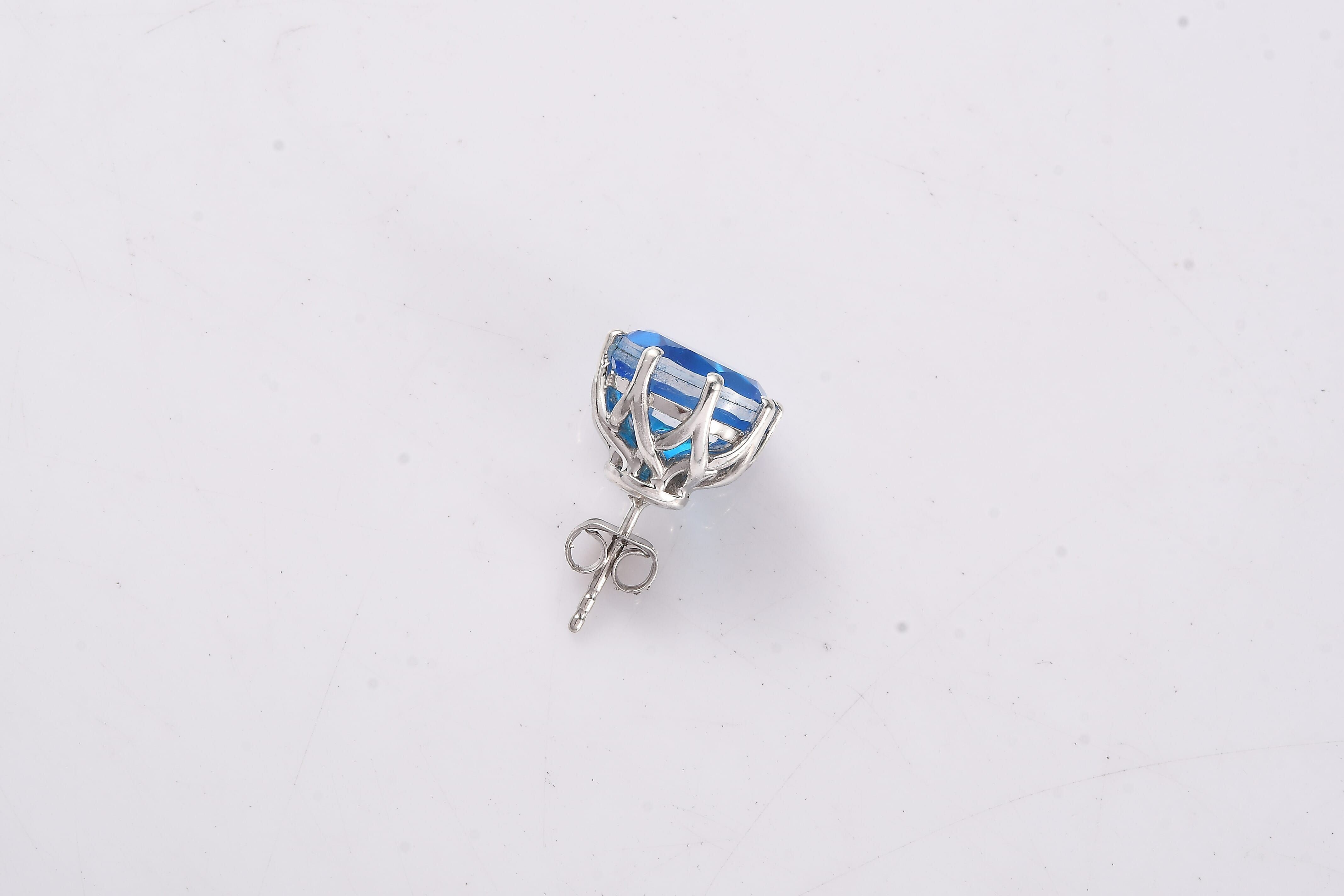 Carribean Quartz Solitaire Stud Earrings in Platinum Overlay Sterling Silver 10.52 Ct