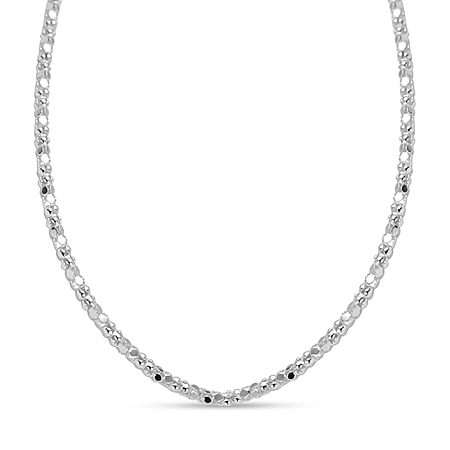 Sterling Silver Mirror Popcorn Necklace (Size - 18)