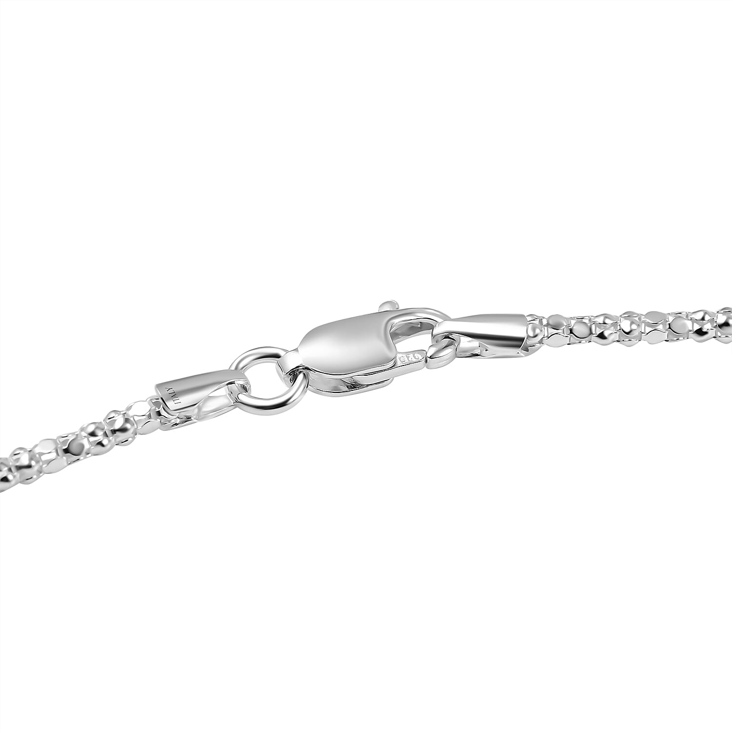 Sterling Silver Mirror Popcorn Necklace (Size 18) with Lobster Clasp