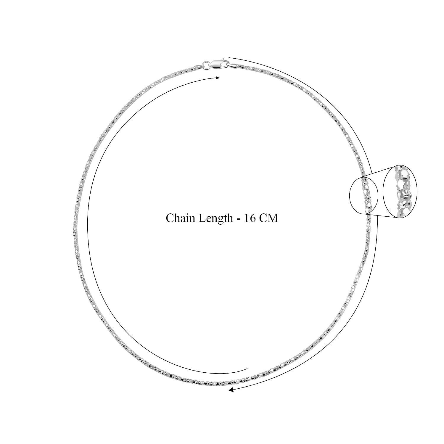 Sterling Silver Mirror Popcorn Necklace (Size 18) with Lobster Clasp