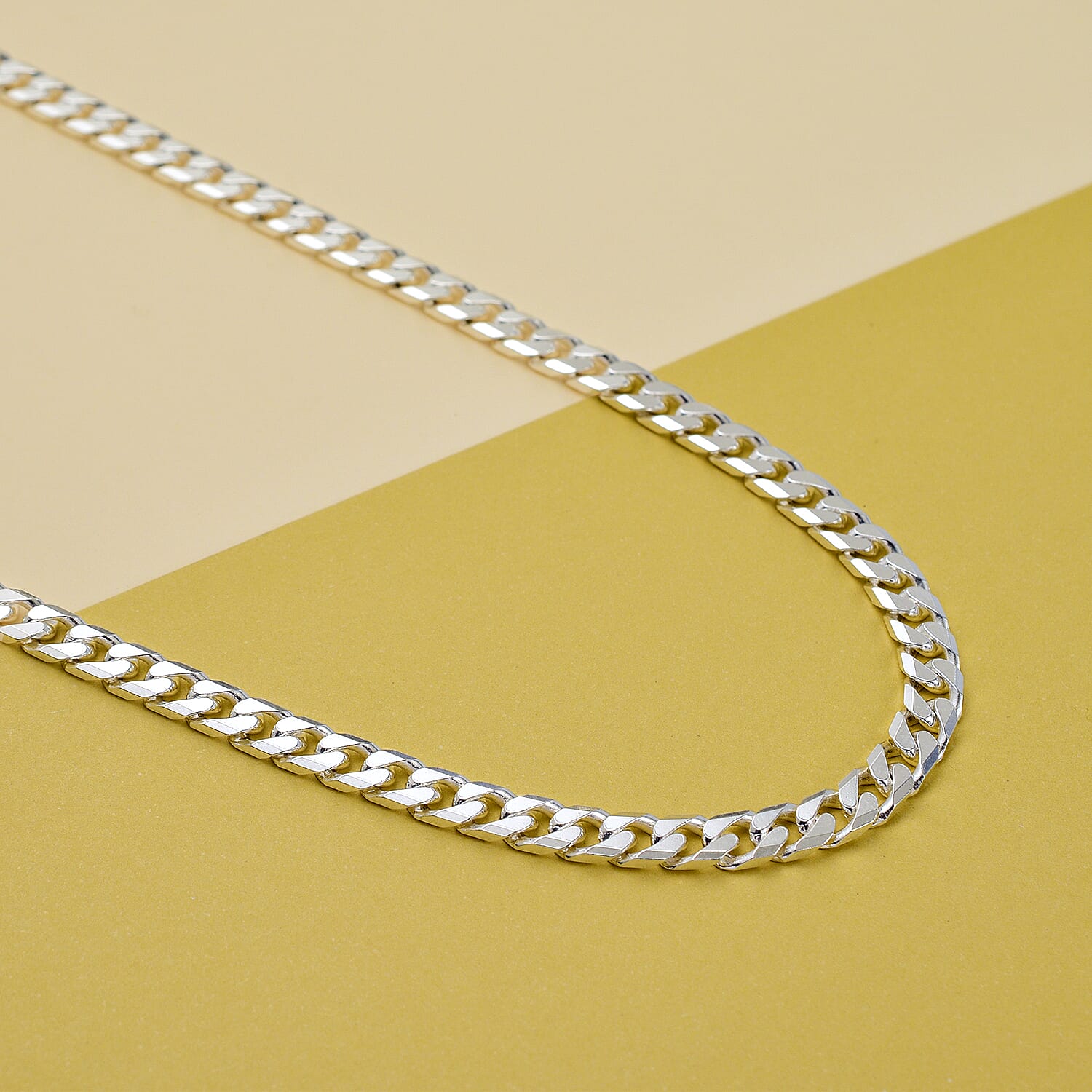 Vicenza Closeout  - Sterling Silver Diamond Cut Curb Necklace (Size - 20), Silver Wt. 24.30 Gms