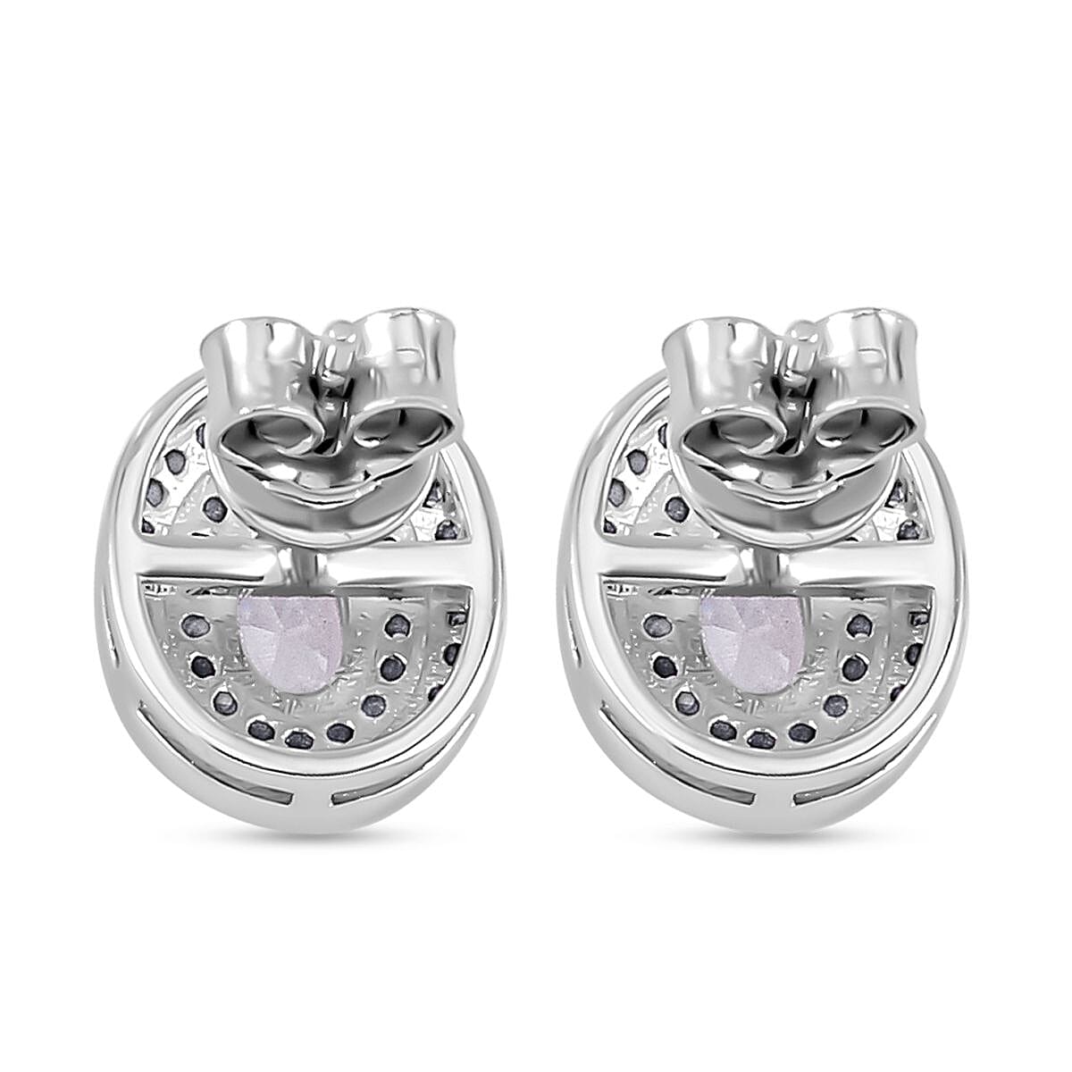 NY Close Out Deal -White & Pink Cubic Zirconia Stud Earrings in Sterling Silver 2.04 Ct