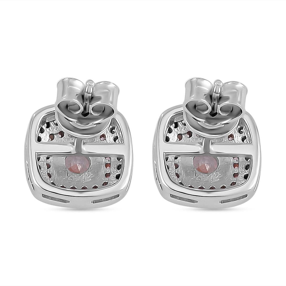 White & Pink Cubic Zirconia Earrings in Sterling Silver