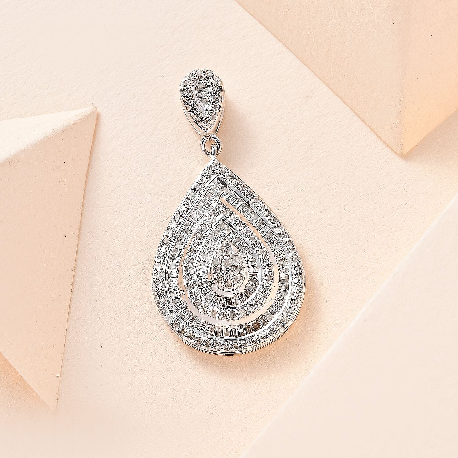 Red Carpet Collection - 1 Ct. Diamond Drop Pendant in Platinum Overlay Sterling Silver