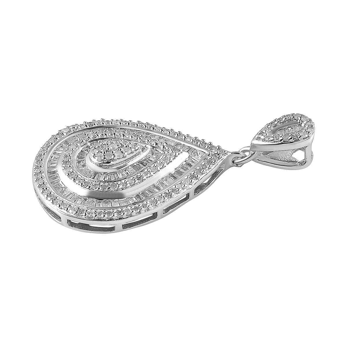 Red Carpet Collection - 1 Ct. Diamond Drop Pendant in Platinum Overlay Sterling Silver