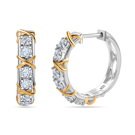 Designer Inspired Moissanite Criss Cross Earrings in 18K Gold Vermeil & Platinum Plated Sterling Silver