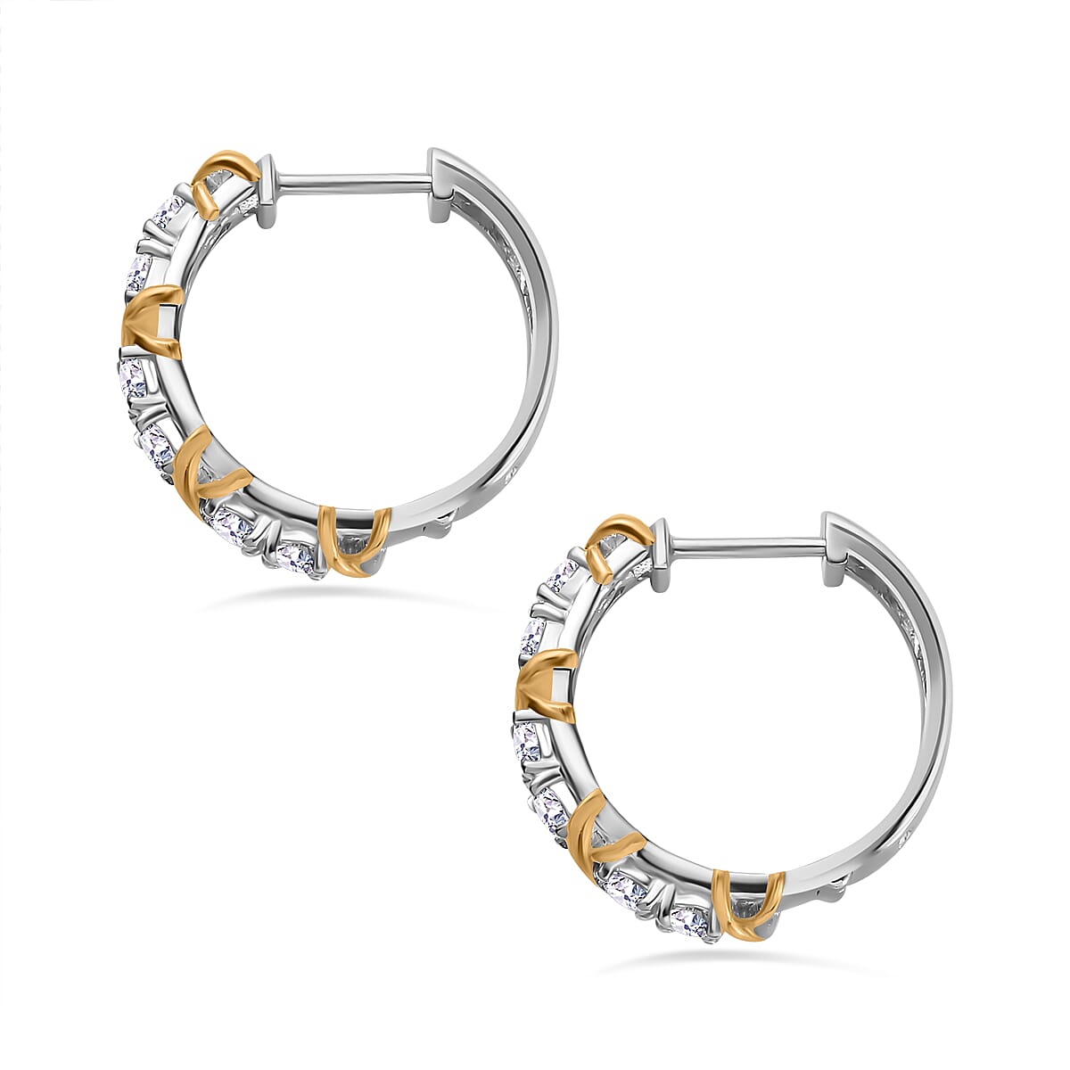 Designer Inspired Moissanite Criss Cross Earrings in 18K Gold Vermeil & Platinum Plated Sterling Silver
