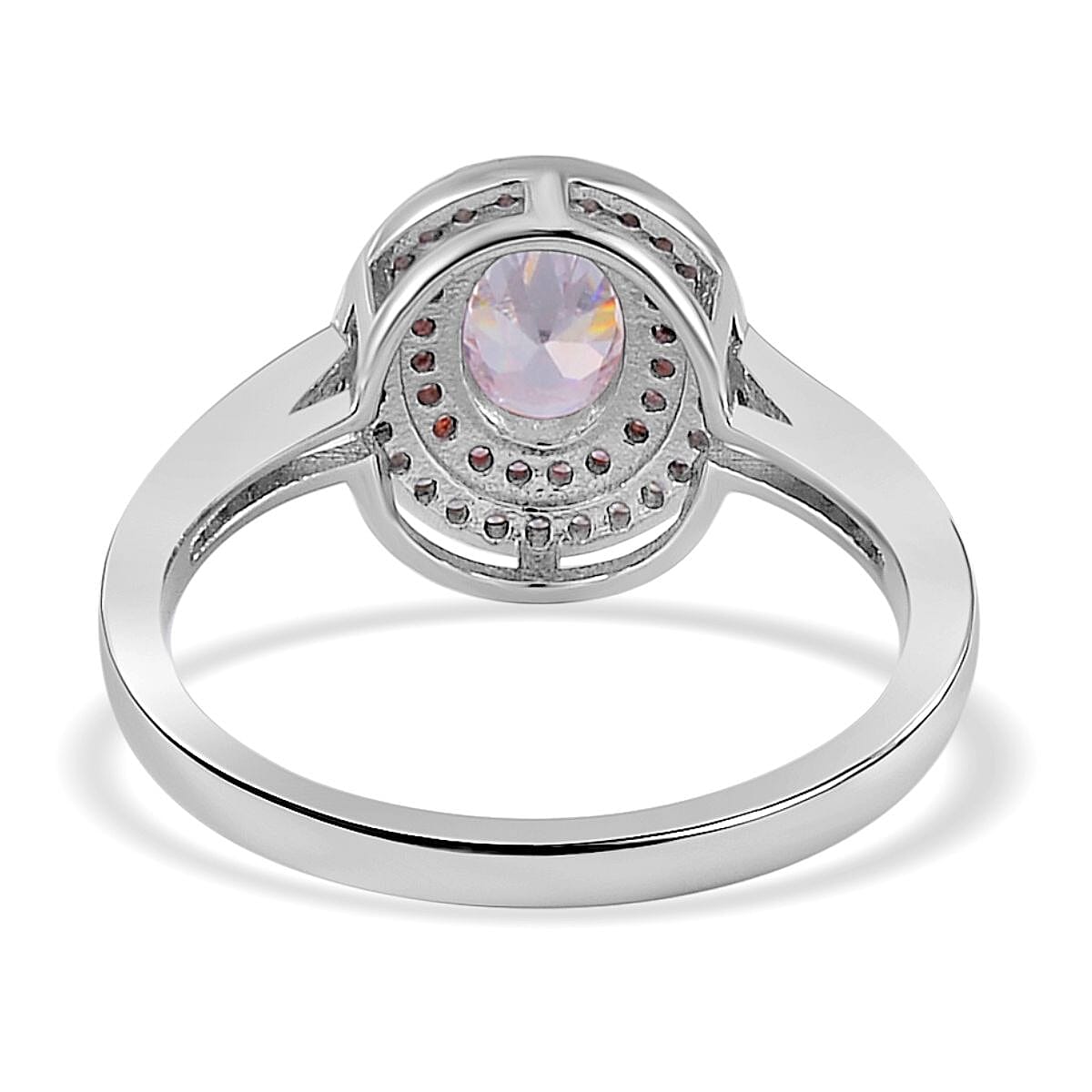 White & Pink Cubic Zirconia Ring in Two Tone Plated Sterling Silver